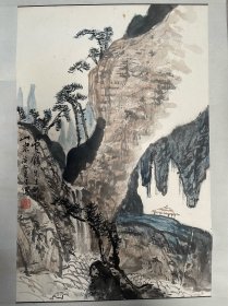 韩波写意山水画国画字画书画墨迹墨宝纯手绘作品水墨竖幅条幅条山单幅单条直幅挂轴画轴卷轴立轴装裱