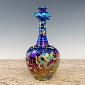 宋定窑七彩荧光刻诗花瓶 高27.5厘米直径14厘米