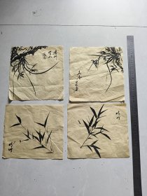 手绘国画小品 兰花4张