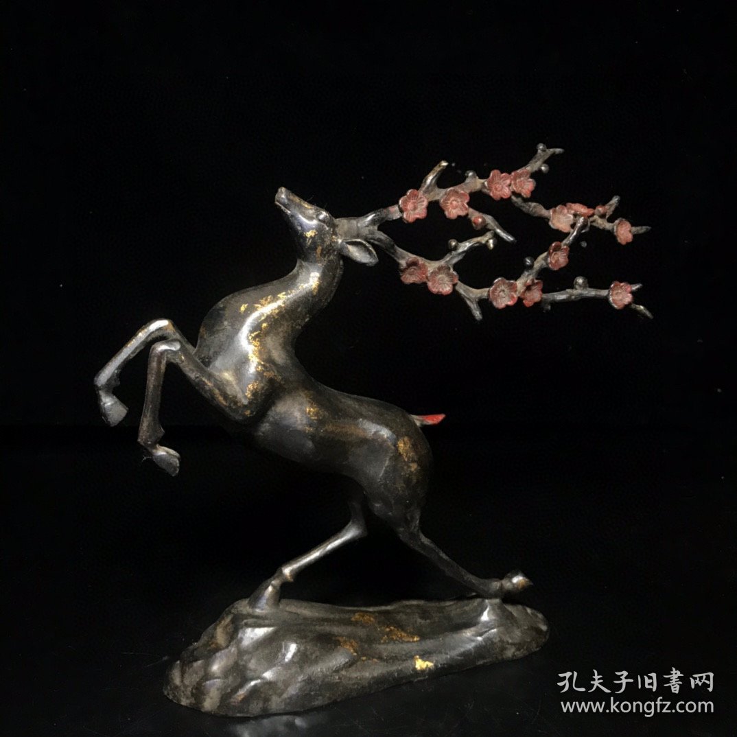 珍藏纯铜点彩梅花鹿摆件一路领先路路亨通生财有路