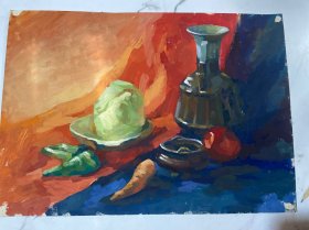 保真保手绘。水粉一张，品相如图。画心尺寸（53.5*39）cm，货号：L409