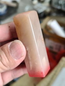 寿山冻石印章，有纹