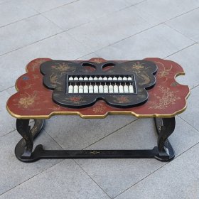 古玩珍藏木胎漆器玉珠大账房算盘桌，长81厘米宽42厘米高33厘米
