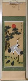 【R1282】日本回流  绢本 立轴国画一幅 年代物 非手绘