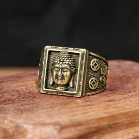 中国风菩萨黄铜戒指