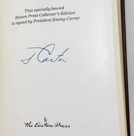 美国第39任总统、诺贝尔和平奖得主吉米·卡特签名版 保持信仰 初版 President Jimmy Carter Keeping Faith Signed Leather bound Easton press 伊顿书局 First edition 罕见红色封面