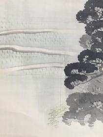 日本名家绘画：横山清晖《田垄春雨图》（保真）