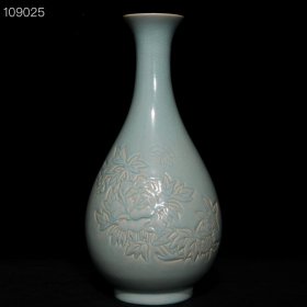 汝窑花开富贵玉壶春瓶，高35.5cm直径16cm