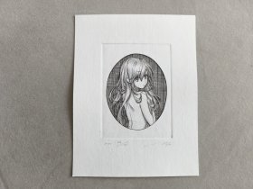 14日本动漫萌 美少女铜版画 2020年刷印 尺寸：12.3*15.8cm 品相如图