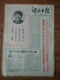 生日报湖北日报1968年3月21日（4开四版）
紧跟毛主席革命到底；
革命群众运动的伟大历史功勋；
贫下中农无限忠于毛主席；
省革委会把毛主席革命报书赠送给全省贫下中农；