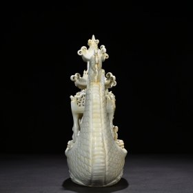 宋湖田窑影青釉八仙人物纹龙船 26*26厘米