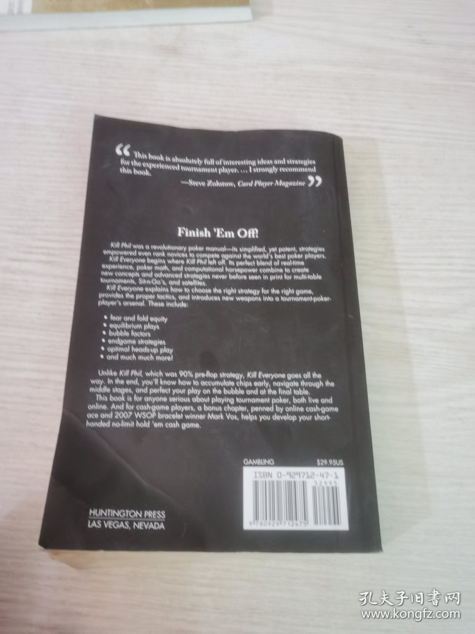 【Kill Everyone: Advanced Strategies for No-Limit Hold 'Em Poker, Tournaments, and Sit-n-Gos 】