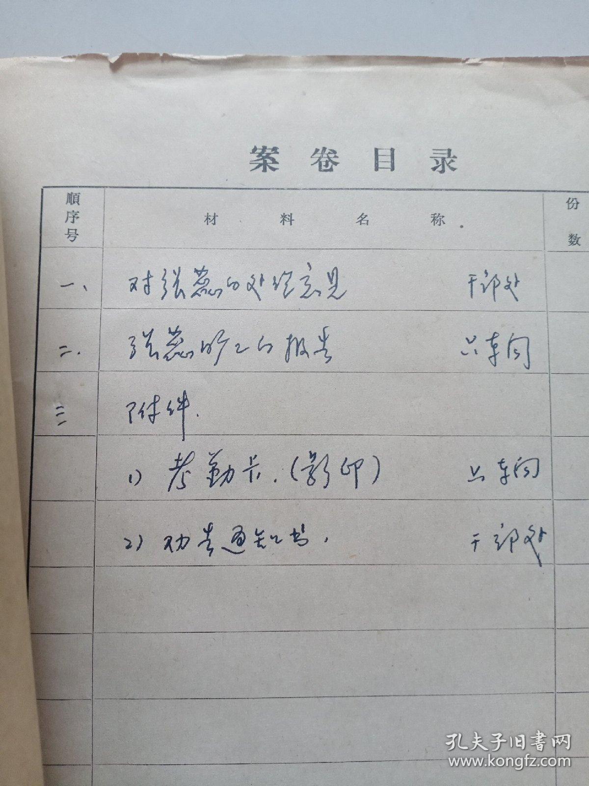 90年代档案材料：关于对《张蕊》旷工的处理意见和辞退除名厂籍的意见报告（有姜仲圣写的处理意见2页）姜仲圣  著名书法家