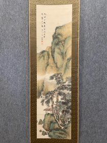 古筆山水图【山本石莊】 (1872-1944年），日本畫家，山本梅莊長子，
名謙，字自牧，通稱一藏，別號石叟，石容，愛知縣人。自幼從父
學畫，遊歷諸國，擅山水畫。作品多次在美展中獲獎，曾將
自己的千餘幅面作捐給學校和貧民。