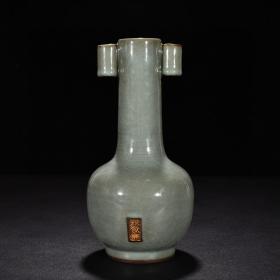 宋官窑青瓷贯耳瓶2（宋徽宗款）古玩古董古瓷器老货收藏