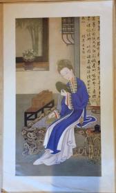 仕女挂画（印刷品）尺寸：34*18.2CM