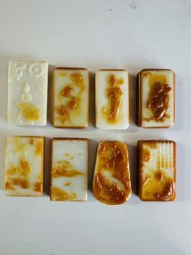 清代和田玉挂件、大漆盒、带玉皮雕刻、做工精细、玉质莹润剔透、品相如图、保存完好