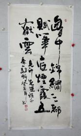 赵鹏  尺寸  138/68  托片 
字广厦，号瑞丰轩主，1959年9月30日生于陕西渭南。其父是一个地道的关中农民，其本人也是一个标准的“关中大汉”。在书画作品中他常用“秦人”或“关中一人”的题款自称，以示不忘生养了他并赐予他艺术天赋的故土。他离乡二十余年，但乡音未改。有朋友戏称，他的语言习惯与其好友、同乡陈忠实的《白鹿原》里的什么人很相像，意思是说，他有一种倔强、独立的个性。