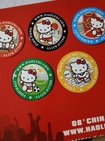 HELLO KITTY 2008年奥运会好乐迪量贩KTV联名发行纪念徽章牌一套 全国限量发行2500套