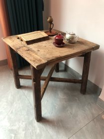 行军桌可以携带折叠 小八仙桌 实木整板 自带烟火气的老桌子家具，茶桌茶几，有100多年了，喝茶太有味了，尺寸70×68×64