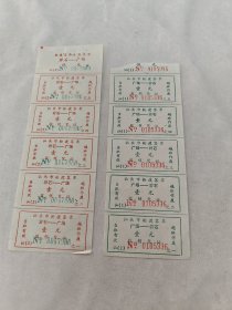 汕头市轮渡客票（岩石--广场壹元）（两张合售）（大张尺寸19.3x6.6，小张尺寸6.7X3.3，票边破，品相如图）