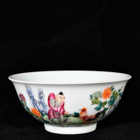 大清雍正年制洋彩珐琅彩斗鸡图宫式碗 高6.6径14.9厘米1