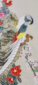 迎新春为回馈新老客户【喻继高】工笔花鸟画《樱花 锦鸡》一幅，四尺整纸，66厘米//132厘米，原价3600现价1800元。喜欢的私聊