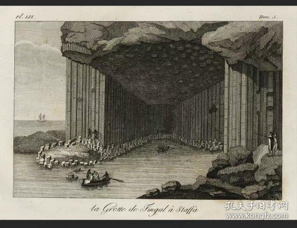 1802年法国原版雕刻铜版钢版画风景装饰画芬格尔洞穴玄武岩