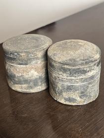 胭脂粉盒老粉盒老胭脂盒老盒子一对