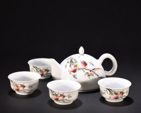 回流 粉彩多子多福茶具一套