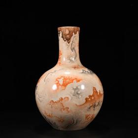 清乾隆石纹天球瓶   古玩古董古瓷器老货收藏