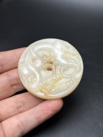 精美和田玉螭龙玉璧望子成龙