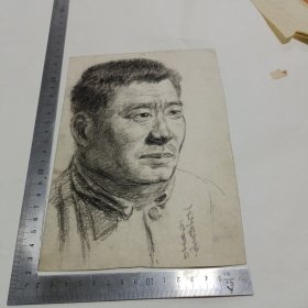 1975年32开素描中年人（侧身）