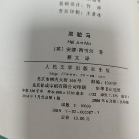 世界儿童文学名著插图本:黑骏马