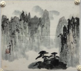 施一岫 34/34 软件 （1926-）字亦秀，江苏南通人，近现代海派著名老画家，早年游艺于海上，为郑午昌入室弟子，擅长山水，以青绿为主，笔法传统，功力深厚，亦擅长画鸟，老城厢书画会成员。