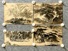 林敦厚先生 七八十年代手绘水墨画中国画 山水小品组图