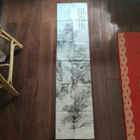 640   ¥  泰州着名书画家 韩春华   四尺对开山水条幅  笔精墨妙
