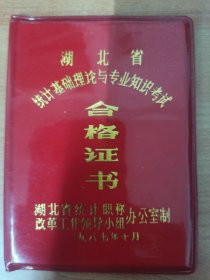 1987年湖北省统计基础理论与专业知识考试合格证书