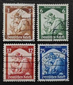 2-770德国1935年信销邮票4全。萨尔回归德国。母子。历史事件。2015斯科特目录11.2美元。