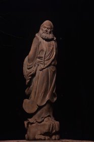 【静参悟‬禅】达摩祖师，木雕彩绘
高96厘米宽22厘米厚30厘米