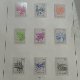 Monaco139摩纳哥邮票1984年 普通邮票 摩纳哥早期风景 第二组 雕刻版 新 8全 （不含内页）