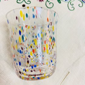 日本进口烧制玻璃杯子 五颜六色的彩虹波点 可爱又艺术 喜欢来拍 可以热水的
