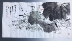 6138《宋奇贤 绘 荷风送香气图》尺寸52.5x99cm 真迹保真
