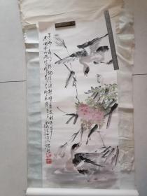 1931年原裱江阴东山道人沈洲《芙蓉大雁》3.5平尺。