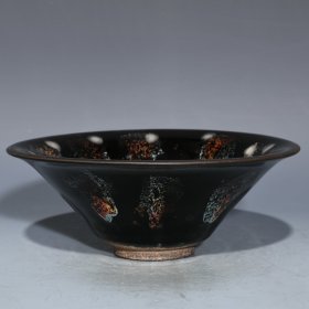 建窑曜变碗，高8.2cm直径21cm，