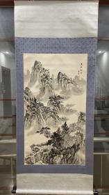 袁岳 月照松亭 绢本 尺寸极大 画心112.5cmx62.5cm