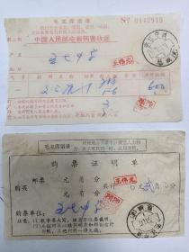 70年代：人民邮电报刊费收据（文汇报），购票证明单，农村电话通话费零售收据。浙江宁波慈城。