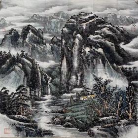 【作品保真，取自画家本人】孙明，   68X68cm
        1950年生，辽宁省海城市人。现为辽宁省美协会员，鞍山市美术家协会理事、海城市美术家协会副主席。作品寄情命意，情景交融，各有新意。2005年参加全国“山水小品”当代艺术画展获三等奖，2008年参加宋庄“边缘梦想”画展，2010年《太行春色》、《山高气静》参加国家机关书画协会创作基地书画展，被收藏并选入作品集。