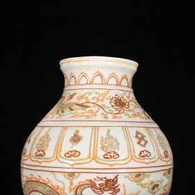 瓷器 元珐华彩沥粉描金八宝龙纹罐 高43厘米 宽30厘米