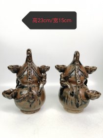 旧藏吉州窑葫芦赏瓶一对